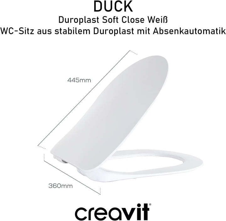 Creavit FREE Hänge-WC Wand WC spülrandlos Toilette inkl. Soft-Close Deckel antibakteriell weiss ohne