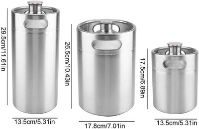 Mini-Bierfass, Mini-Bierfass aus Edelstahl mit spiralförmigem Deckel(5L), 5L