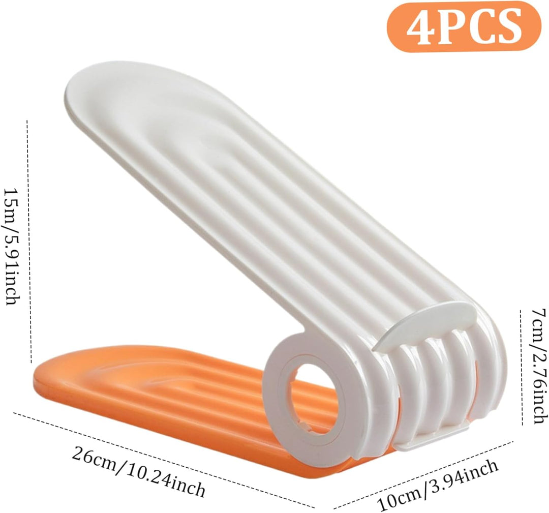 Schuhschlitz-Organizer, 4 Stück, verstellbarer Schuhstapler, 4 Ebenen, PP, platzsparend, zweilagige