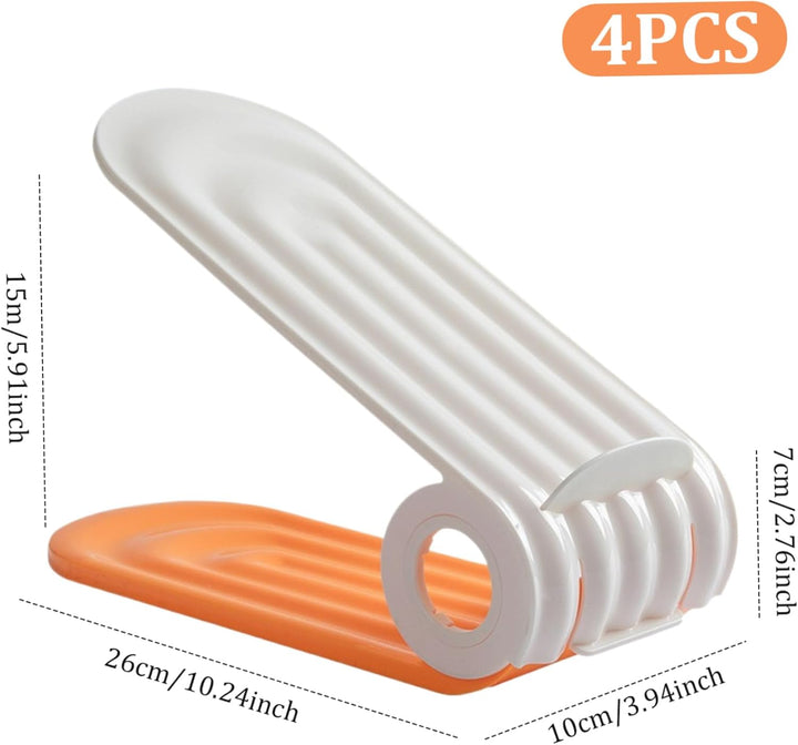 Schuhschlitz-Organizer, 4 Stück, verstellbarer Schuhstapler, 4 Ebenen, PP, platzsparend, zweilagige