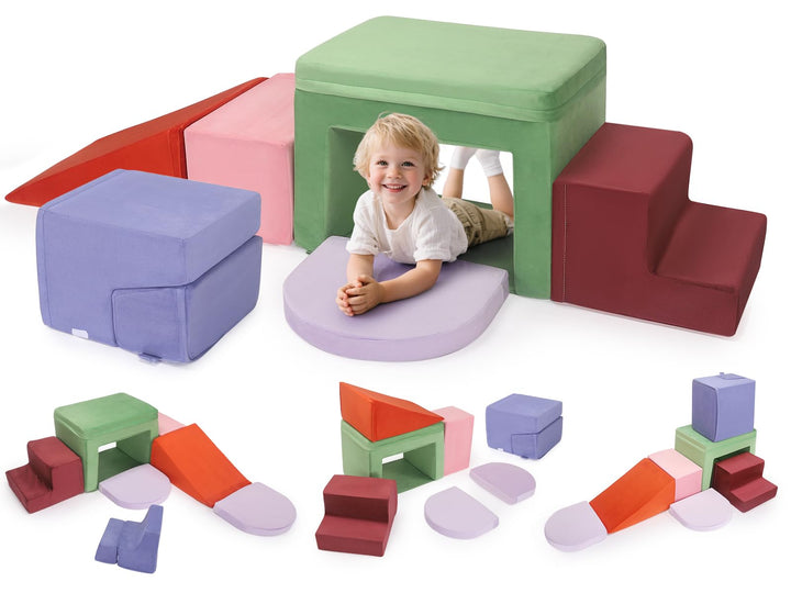 Brolteja Baby-Schaumstoffbausteine, XXL Softplay-Set für Kleinkinder von 1–3 Jahren, Baby-Klettertur