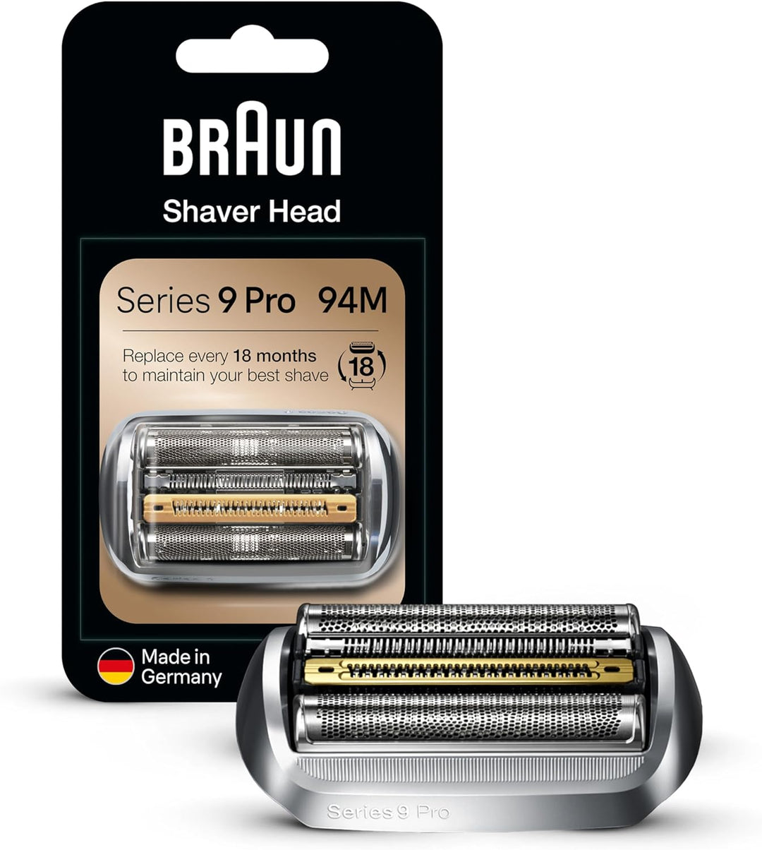 Braun Elektrorasierkopf Ersatzteil, 94M Silber, kompatibel mit Series 9 Pro und Series 9 Elektrorasi