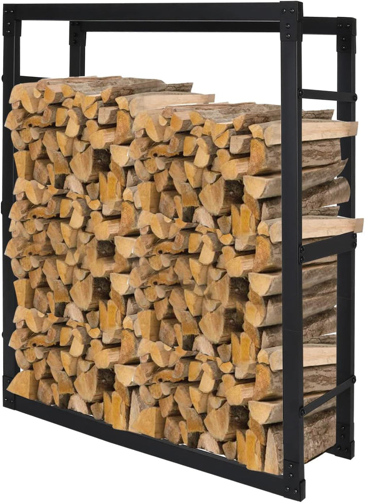 Ikodm kaminholzregal Innen und Aussen, Metall Brennholzregal aussen 80 x 25 x 150CM, Holzstapelhilfe