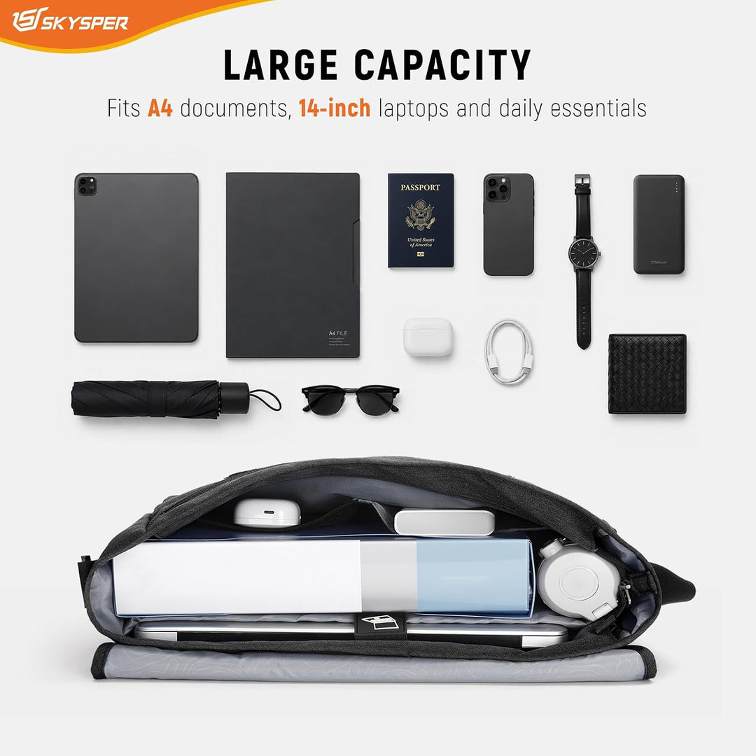 SKYSPER 15,6-Zoll Messenger Bag mit RFID-Schutz | Gross, für Herren &amp; Damen, Messenger-Stil, Anti-Di