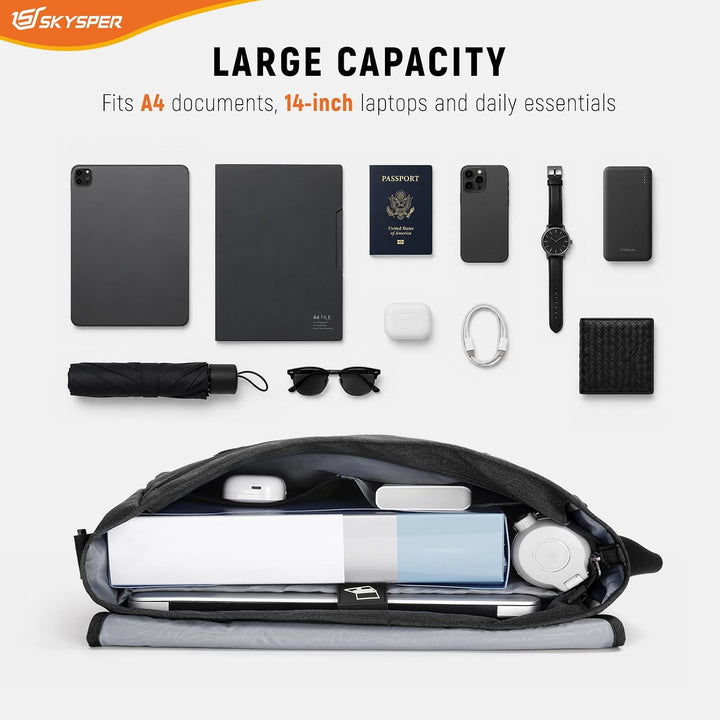SKYSPER 15,6-Zoll Messenger Bag mit RFID-Schutz | Gross, für Herren &amp; Damen, Messenger-Stil, Anti-Di
