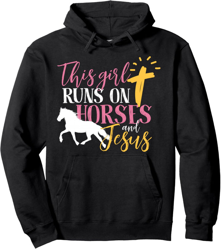 Dieses Mädchen läuft auf Pferden und Jesus Pullover Hoodie