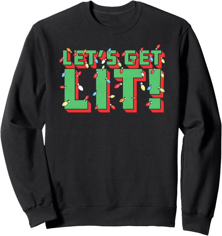 Let's Get Lit! Funny Drinking Christmas Light Minimalist Sweatshirt