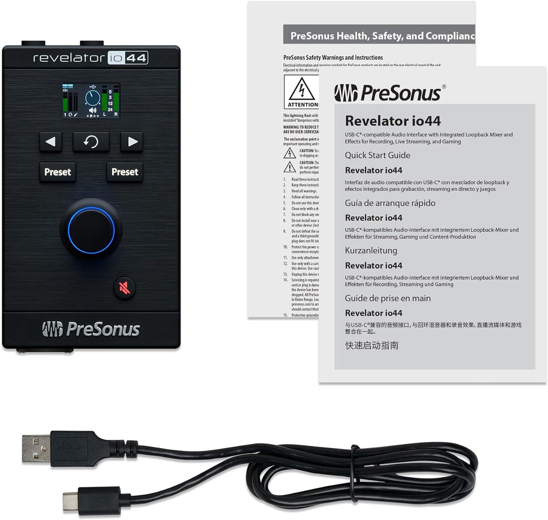 PreSonus Revelator io44 | USB-C-Audio-Interface für Musikproduktion und Streaming mit integriertem M