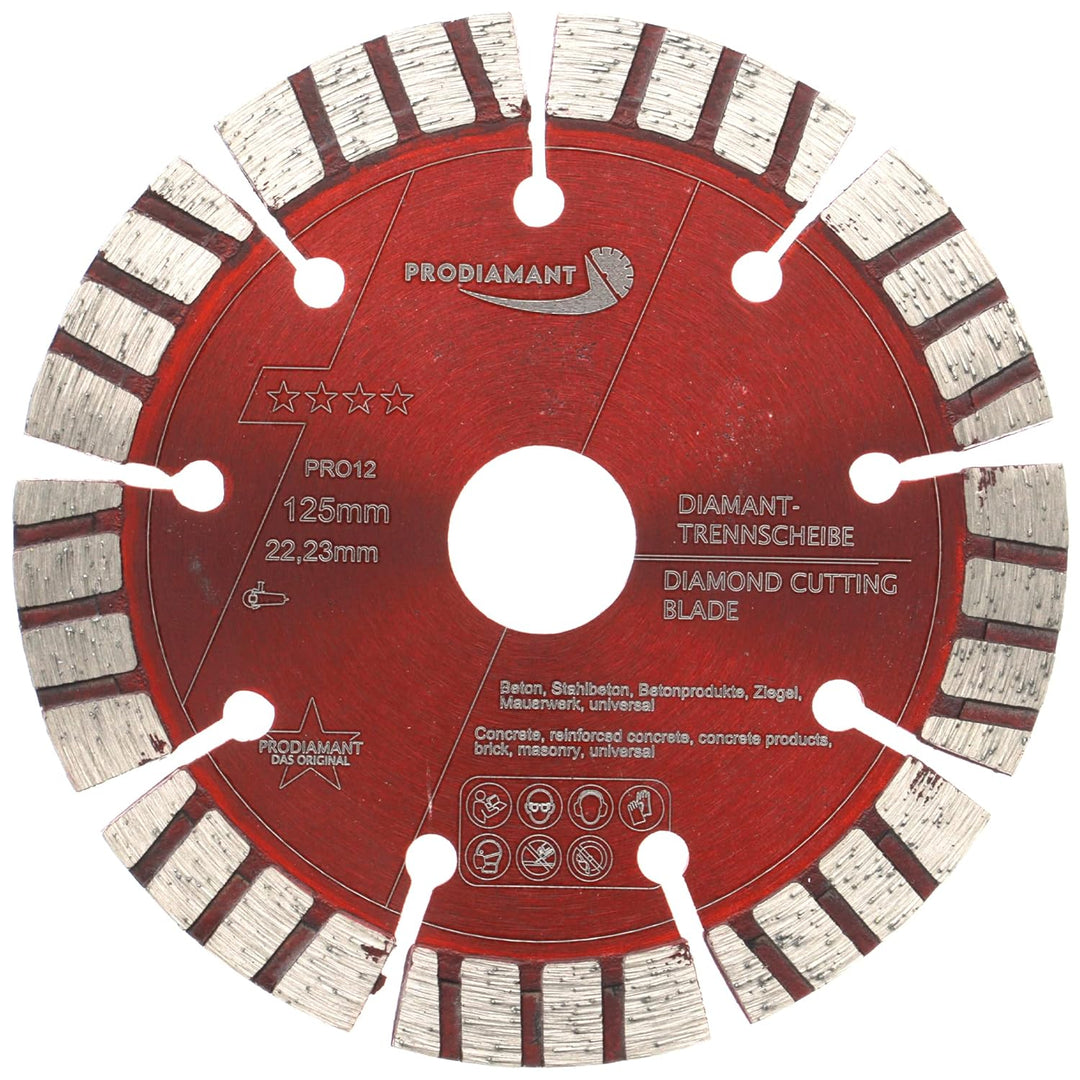 PRODIAMANT Turbo Diamant-Trennscheibe Beton 125mm x 22,23 mm Segmenthöhe 12mm 125/22,23mm, 125/22,23