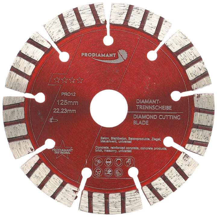PRODIAMANT Turbo Diamant-Trennscheibe Beton 125mm x 22,23 mm Segmenthöhe 12mm 125/22,23mm, 125/22,23
