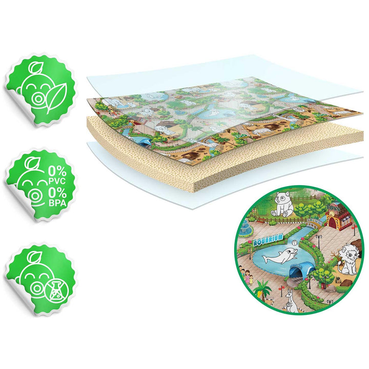 Ricokids - Spielmatte zum Bemalen - Set mit Buntstiften - für Babys und Kinder, Mädchen, Jungs - mit