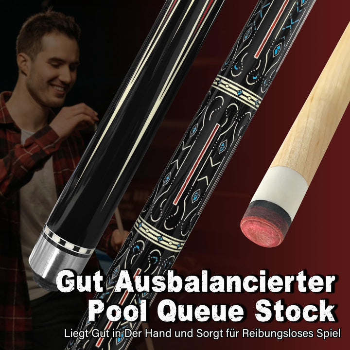 Pool-Billardqueues,58“ Pool Cue Stick with 12,5 mm Lederspitze,20 oz Billard Queue Set für Anfänger