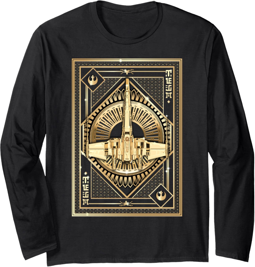 Star Wars The Last Jedi Golden Starship Card Poster Langarmshirt
