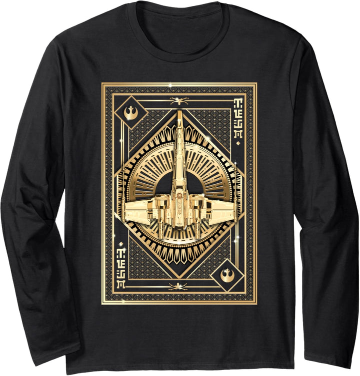 Star Wars The Last Jedi Golden Starship Card Poster Langarmshirt