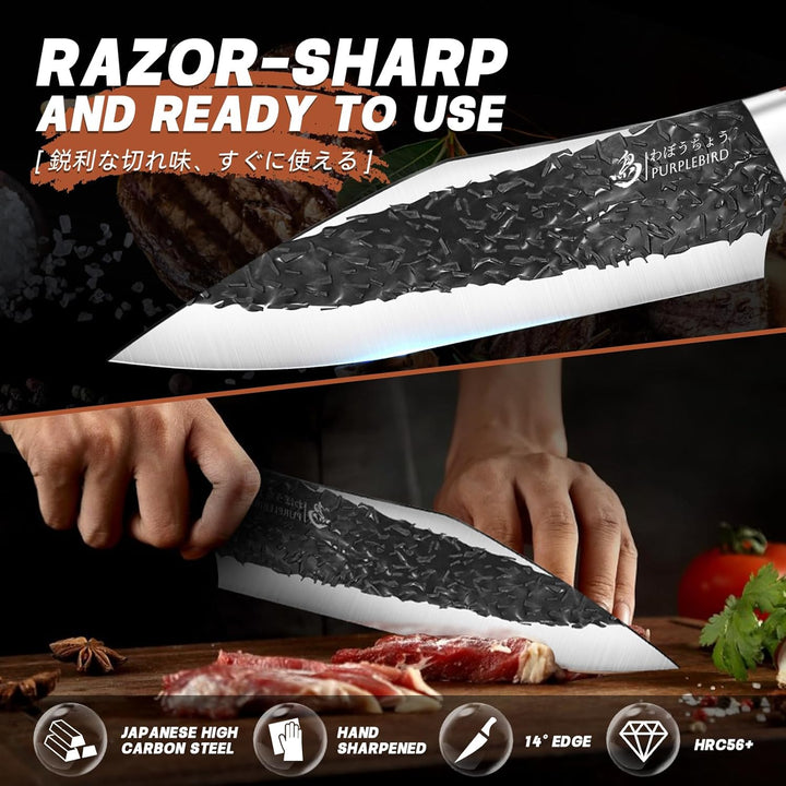 PURPLEBIRD Küchenmesser Schmieden, Kochmesser Profi Messer, Fleischermesser mit Ergonomischem Griff,