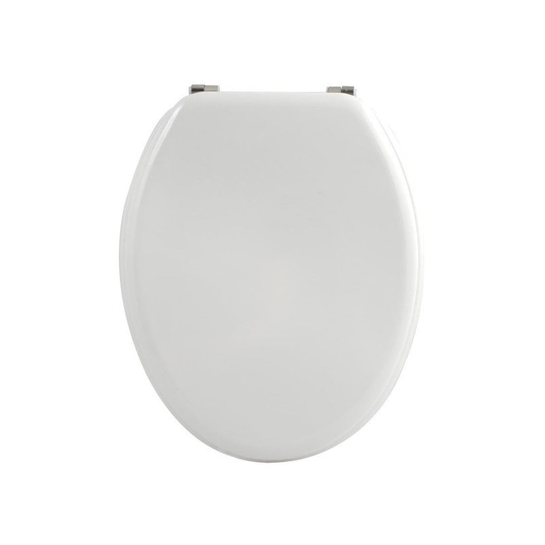 MSV WC Sitz Toilettendeckel MDF Holzkern "Uni weiss" Scharniere aus Edelstahl - hochwertige und stab