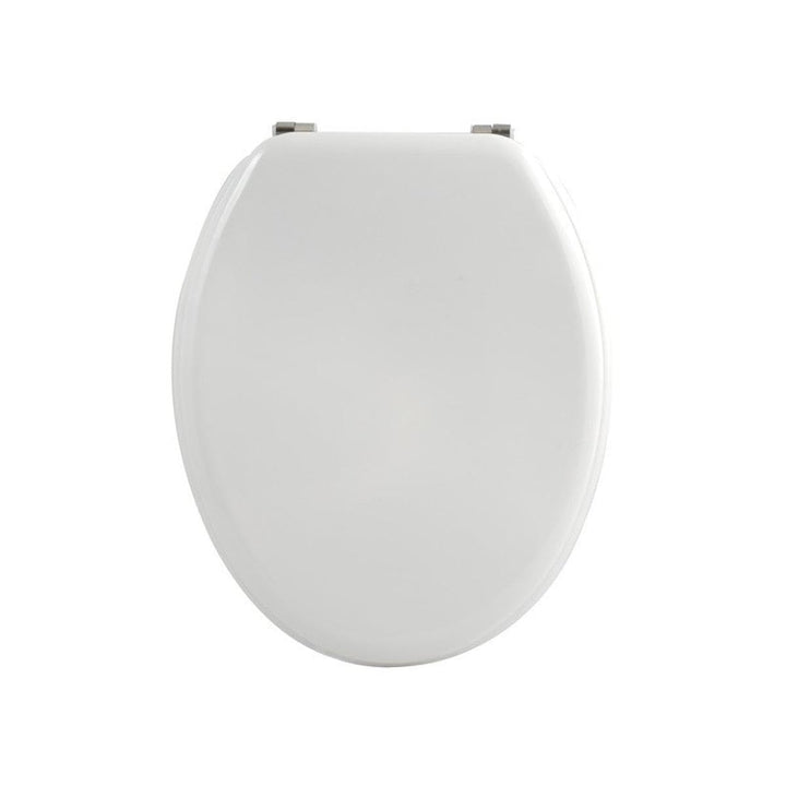 MSV WC Sitz Toilettendeckel MDF Holzkern "Uni weiss" Scharniere aus Edelstahl - hochwertige und stab