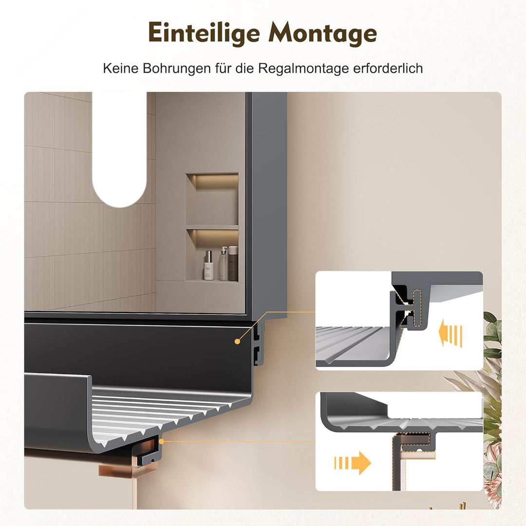 SONNI Badezimmerspiegel mit Beleuchtung 80x60 cm, LED Badspiegel mit Ablage 80cm, 3 einstellbare Lic