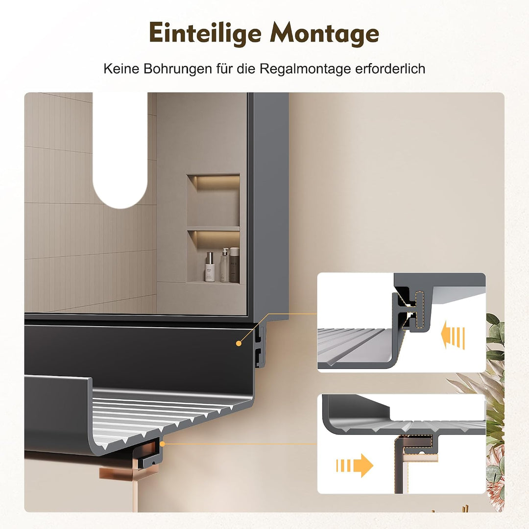 SONNI Badezimmerspiegel mit Beleuchtung 70x50 cm, LED Badspiegel mit Ablage 70cm, 3 einstellbare Lic