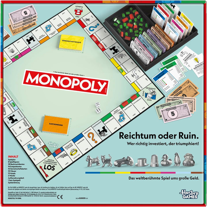 Monopoly Basisspiel mit Aufbewahrungsfach und grösseren Spielfiguren - Deutsche Fassung, Basisspiel