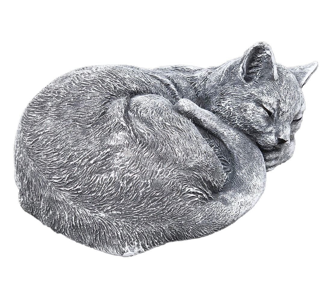 Steinfigur Katze schlafend Frost- und wetterfest bis -30°C, massiver Steinguss