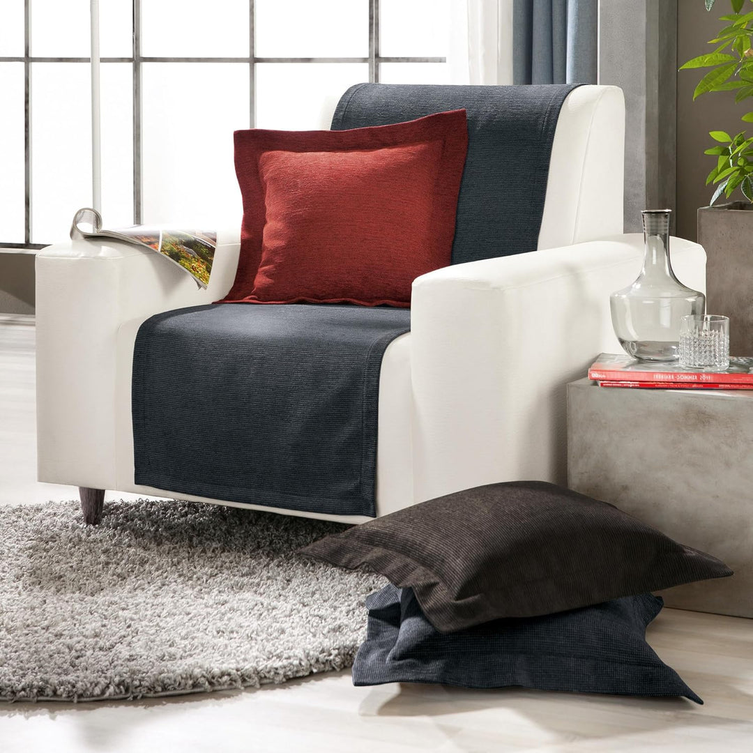 Erwin Müller Sofaüberwurf, Sofaläufer, Sesselschoner, Sofaschonbezug anthrazit/schwarz Grösse 50x200