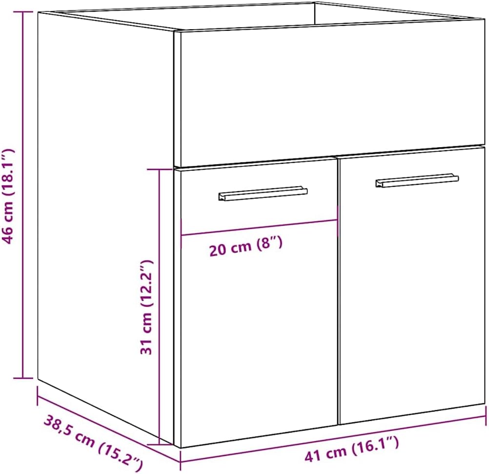 vidaXL Waschbeckenschrank Altholz-Optik 41x38,5x46 Holzwerkstoff Altholz 41 x 38.5 x 46 cm, Altholz