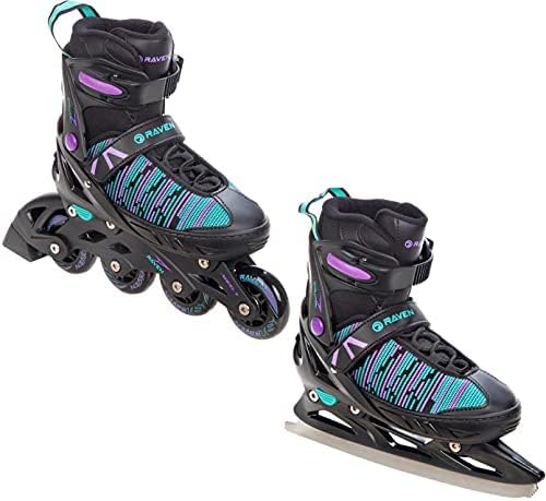 RAVEN 2in1 Schlittschuhe Inline Skates Inliner für Kinder Erwachsene Mädchen Damen verstellbar