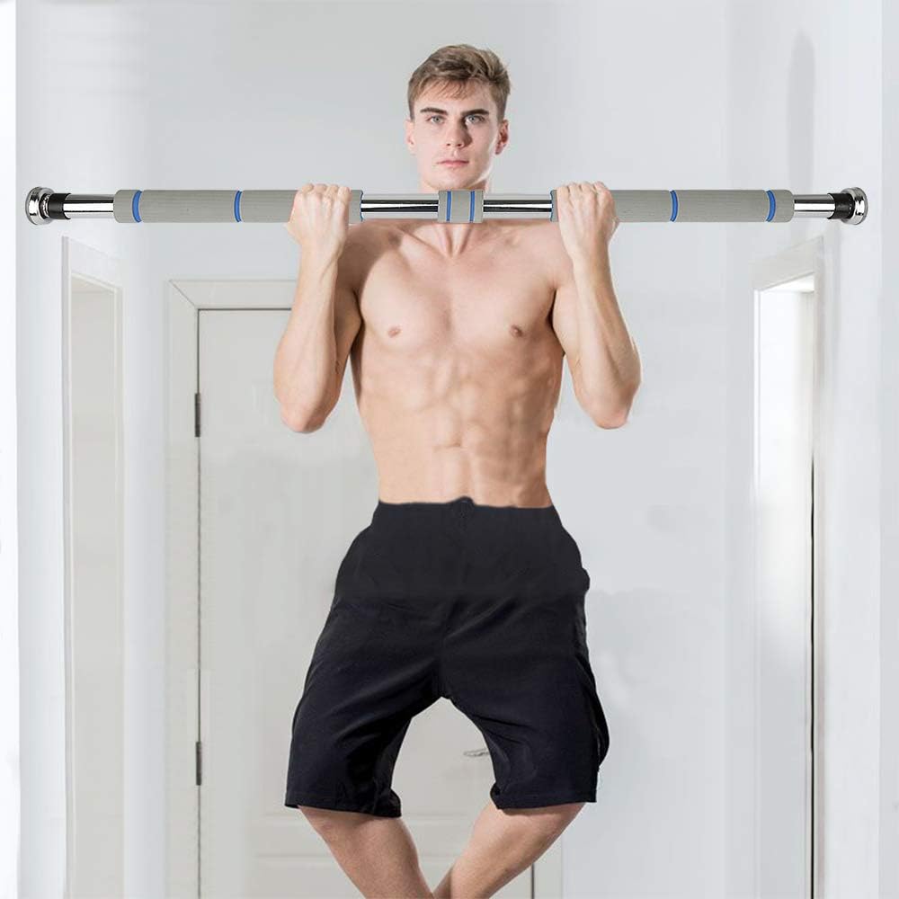 Klimmzugstange für Tür, Fitnessstange, Wandbefestigung, Länge verstellbar von 80 bis 115 cm, Klimmzu