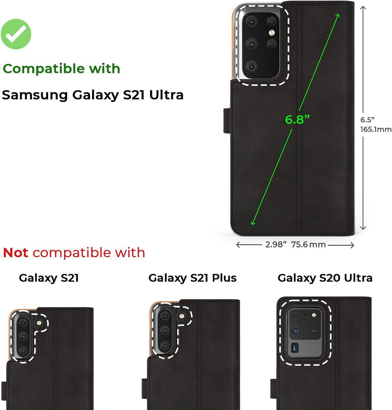 Snakehive Galaxy S21 Ultra 5G Hülle Leder | Stylische Handyhülle mit Kartenhalter & Standfuss | Hand