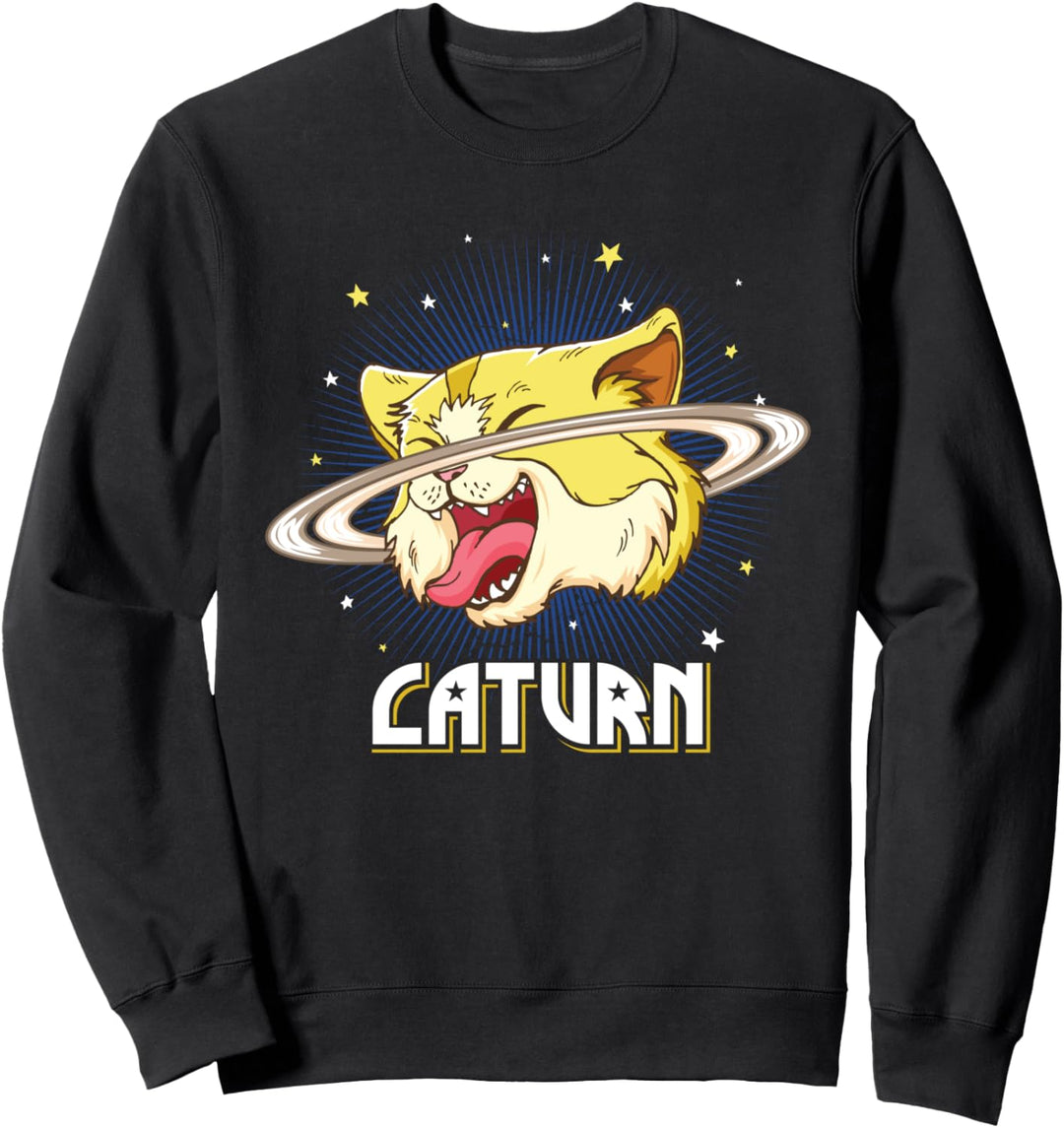 Caturn Katze Im Weltraum Astronomie Planet Saturn Space Cat Sweatshirt
