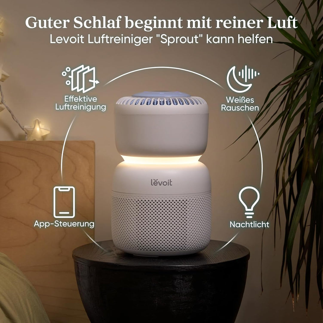 Levoit HEPA Luftreiniger mit 5 Sensoren, Luftfilter gegen 99,97 Prozent Schimmel Staub Pollen, Echtz