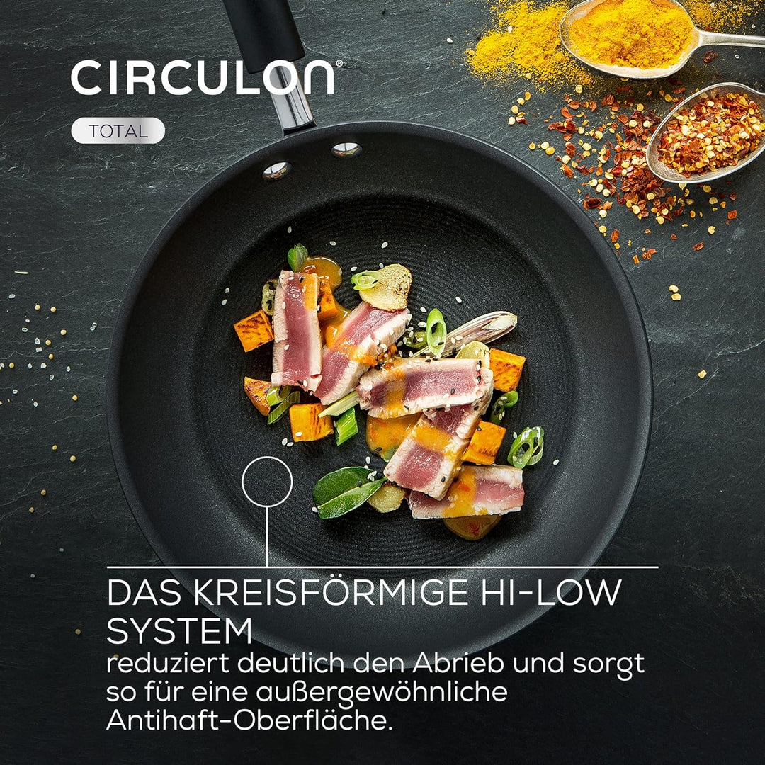 Circulon Total Wokpfanne Induktion 30 cm - Antihaftbeschichtete Servierpfanne mit Haltegriff - Induk