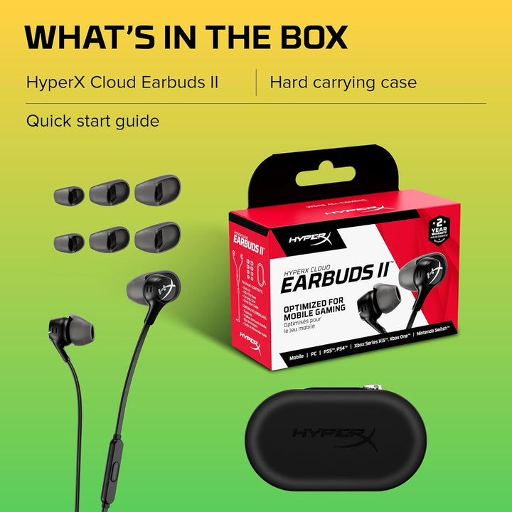HyperX Cloud Earbuds II Gaming-Ohrhörer mit Mikrofon, Schwarz, Schwarz