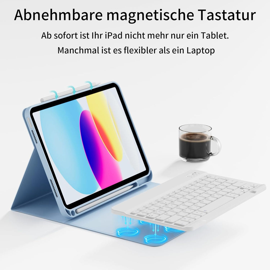 ZOPSGYU Hülle mit Tastatur für iPad (A16) 11/10 Generation (2025/2022, 11/10.9 Zoll), Schutzhülle mi