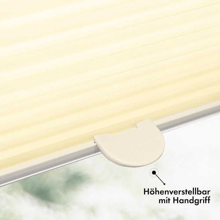 Sonello Plissee Klemmfix ohne Bohren 65cm x 160cm Creme Faltrollo Plisseerollo Jalousie für Tür & Fe