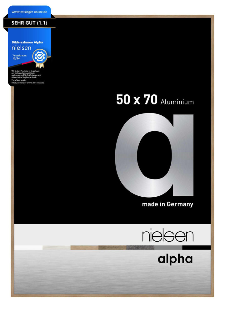 nielsen Aluminium Bilderrahmen Alpha, 50x70 cm, Eiche Eiche 50 x 70 cm, Eiche 50 x 70 cm