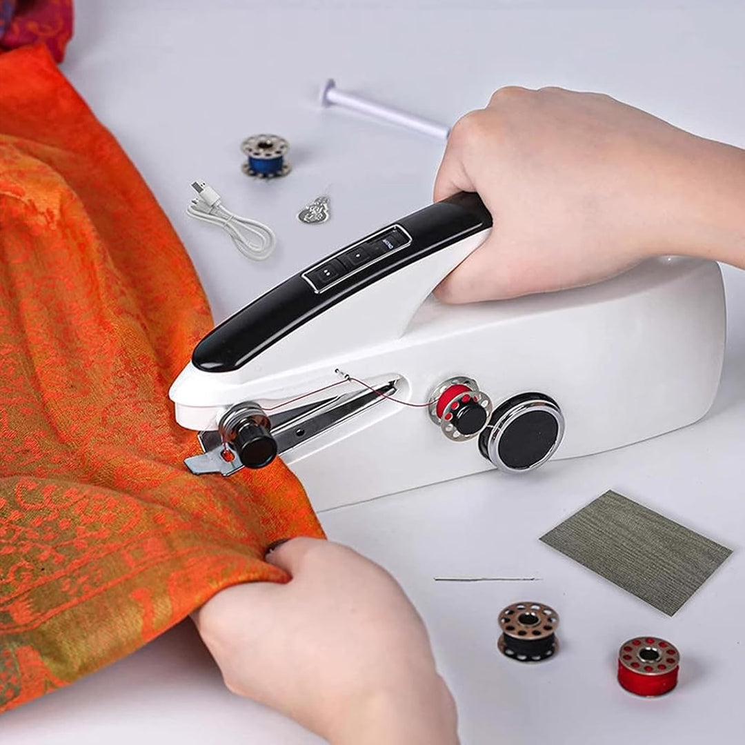 Handnähmaschine,Tragbare Mini Elektrische Nähmaschine mit Nähzubehör für Anfänger, Einfach Zu Bedien