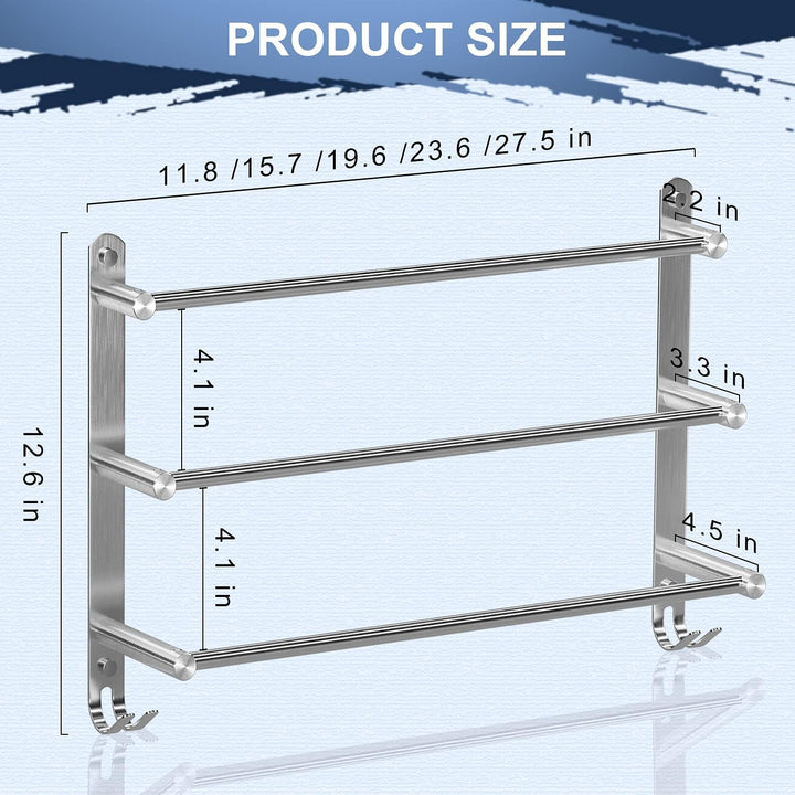 Handtuchhalter Bad 3 Tier ohne Bohren Wandmontage 304 Edelstahl Gebürstet Badetuchhalter 80cm, Stabi