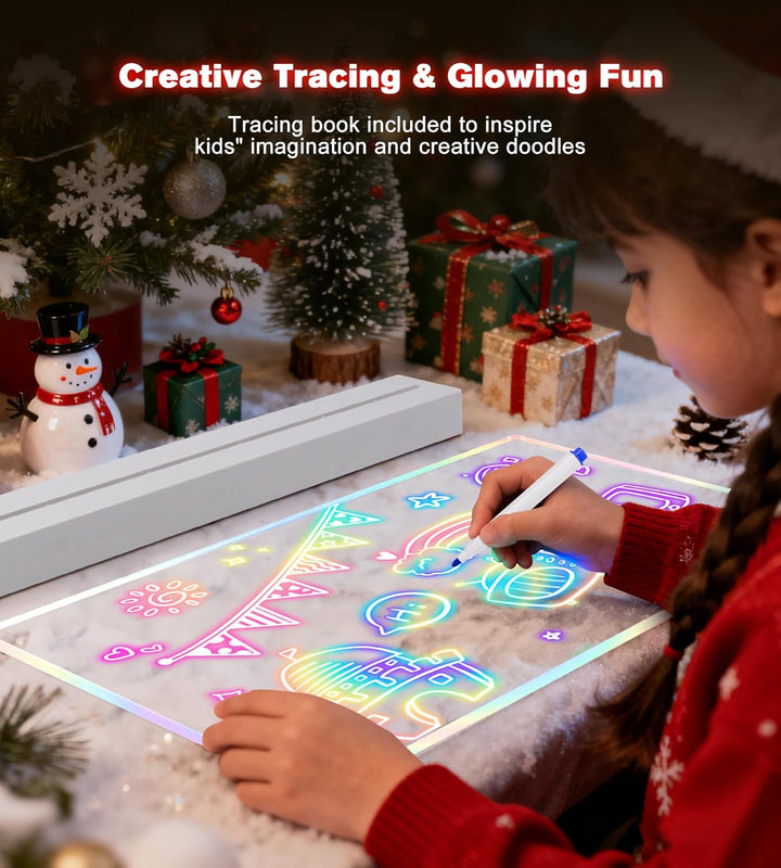 LED Leucht-Zeichenbrett für Kinder, Wiederaufladbar LED Neon Licht Acryl Schreibtafel mit 7 Farbstif