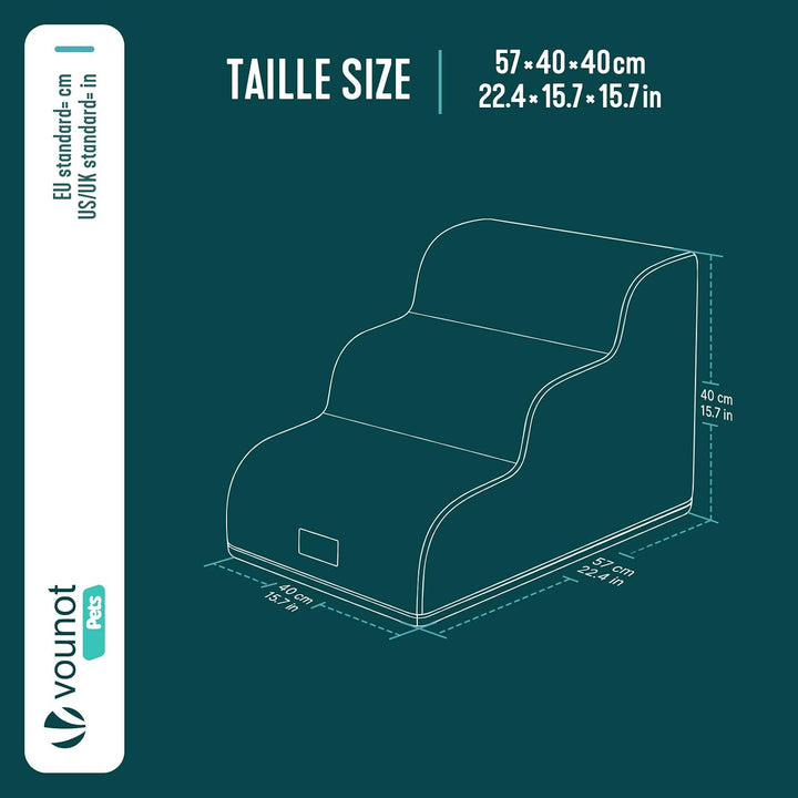 VOUNOT® Hundetreppe 3 Stufen für kleine Hunde &amp; Katzen, Haustiertreppe aus hochdichtem Schwamm, ruts