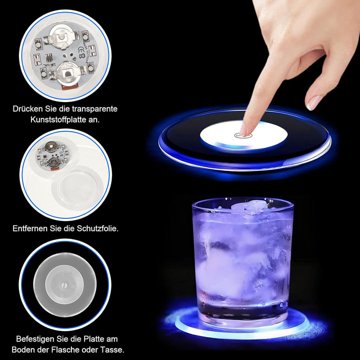 8 Stück Led Untersetzer, Leuchtende Untersetzer für gläser mit 7 Bunt Beleuchtungsmodi, Acryl Rund w