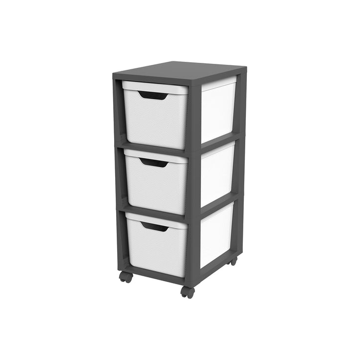 Jive Rotho Rollcontainer mit 3 Schubladen, Kunststoff (PP) BPA-frei, weiss, 3 x 16l (37.9 x 30.4 x 3