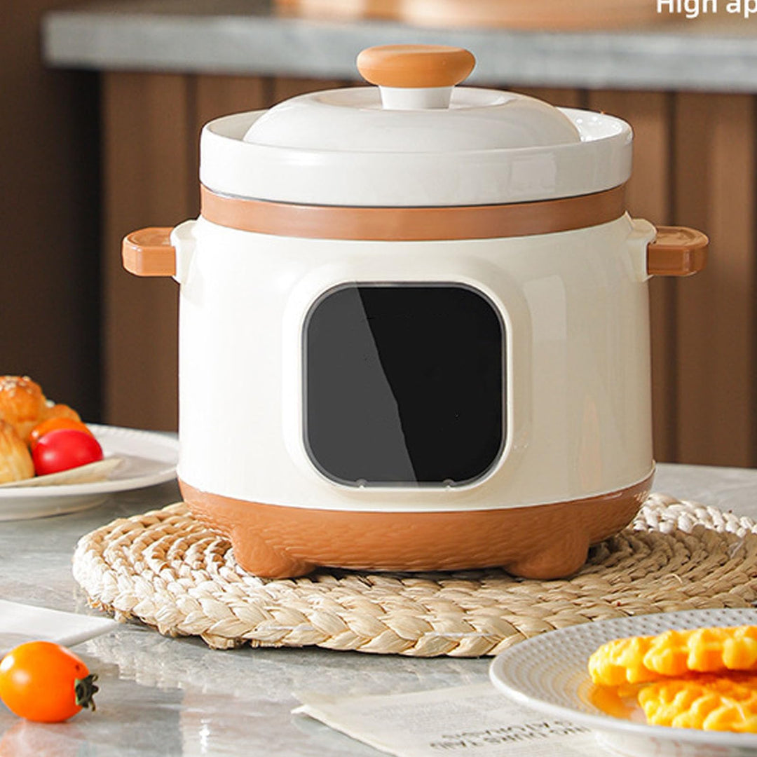 Elektrischer Eintopf, Keramik-Suppenbrei-Kocher, 235 W Slow Cooker mit Deckel, 1,8 L Keramiktopf, El
