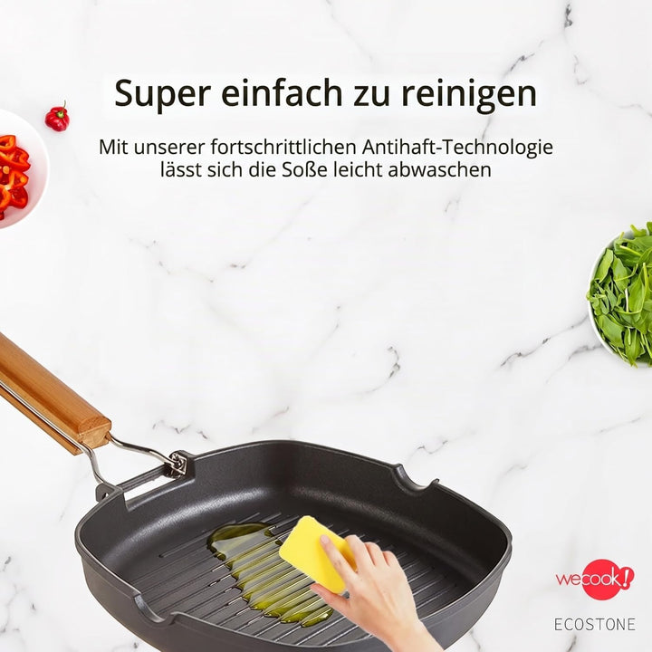 WECOOK! Ecostone - Aluminium Non Stick Grill Pan - Ribbed 24 x 24 cm, 24 x 24 cm
