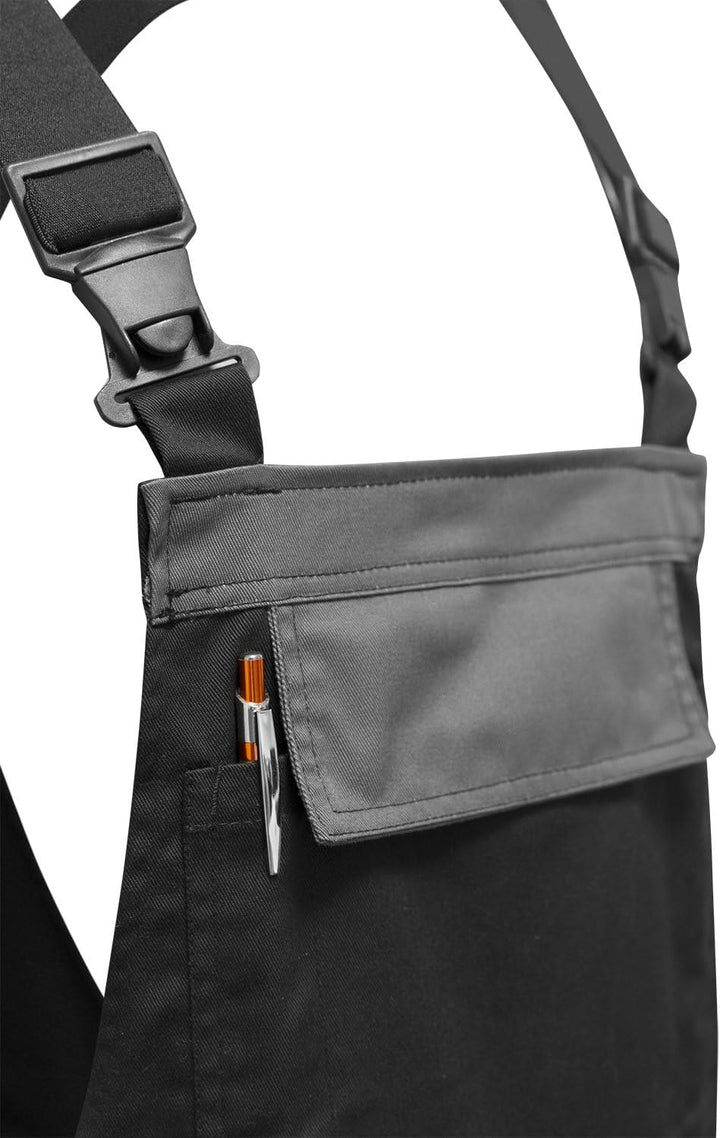 strongAnt Latzhose Herren Stretch Arbeitshose Arbeitslatzhose mit Kniepolstertaschen Schwarz Grau We