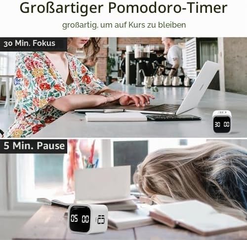 Würfel-Timer, Schwerkraftsensor, Küchentimer, Flip-Timer, Countdown, Countup, 5/10/30/60 Minuten, be