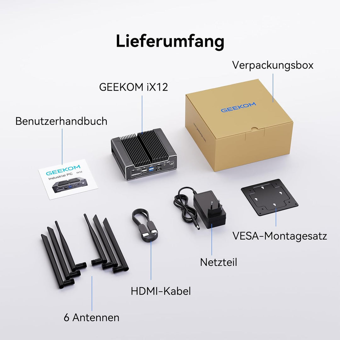 GEEKOM iX12 Lüfterloser Mini PC mit Intel N150, 3 Jahre Garantie, 4× 2.5G LAN, Firewall Hardware/Rou