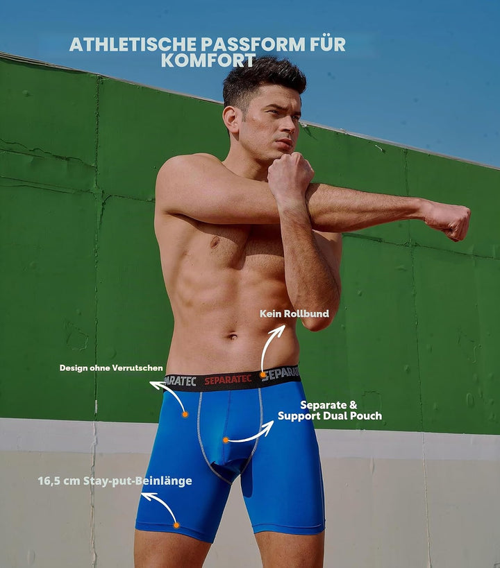Separatec Sport Boxershorts Herren Schnelltrocknende Unterhosen Männer mit Doppelter Beutel Retrosho