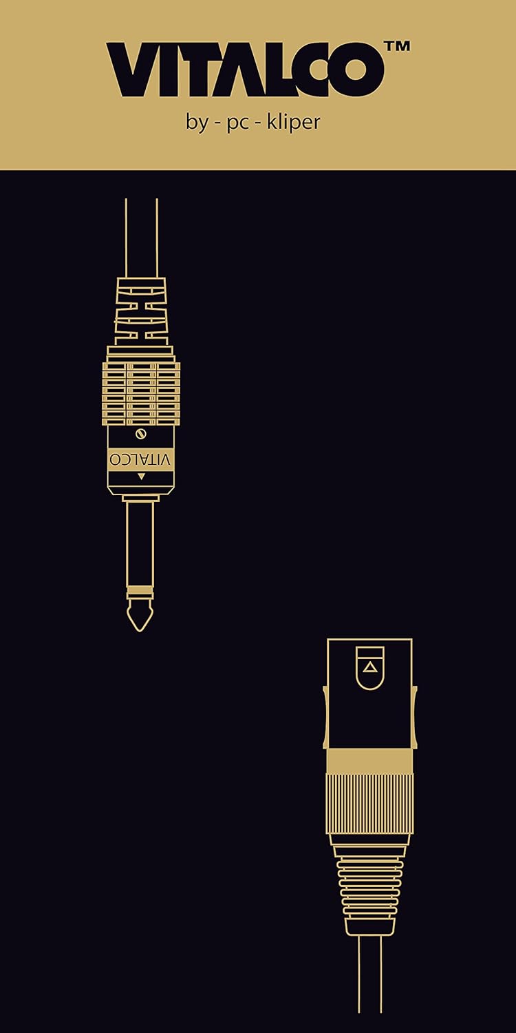 VITALCO XLR Stecker auf 6,3mm Mono Klinke Kabel 1.5m Mikrofonkabel 3 Polig auf 6,3 TS Klinkenstecker